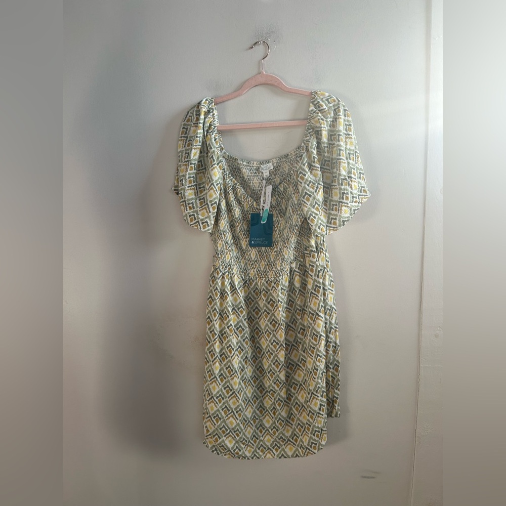 Market & spruce Cora smocked dress yellow XL new with tags